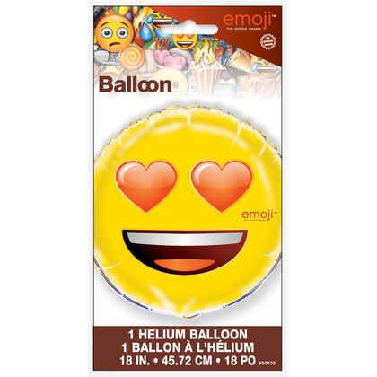 Heart Eyes Emoji Round Foil Balloon 18