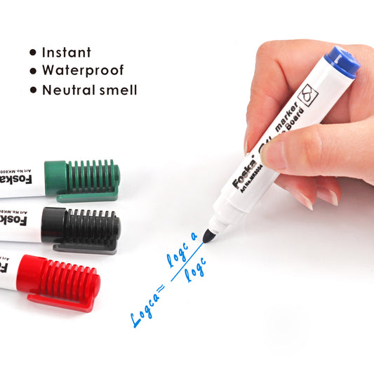 Pack of 12 Black Whiteboard Marker Pens - Bullet Point