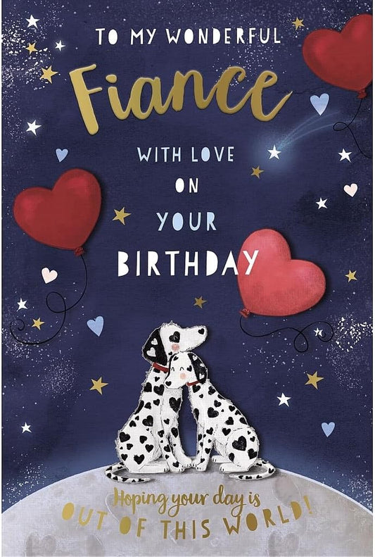 Spotty Dogs Design Fiance Birthday Card