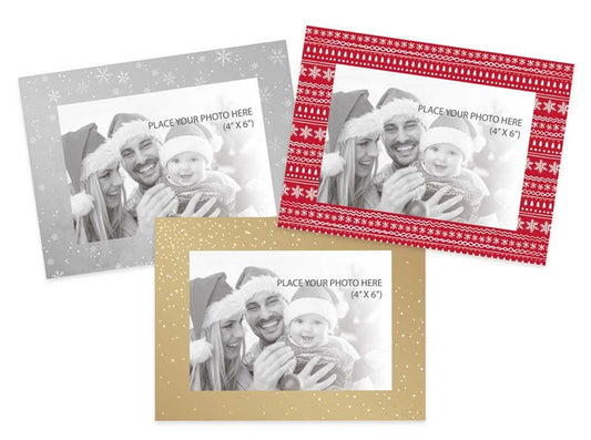 Pack of 5 Christmas Photo Frame Cards - Single Colour