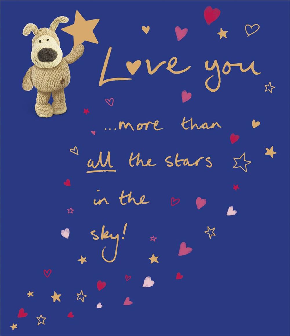 Boofle Holding Star Valentine's Day Card