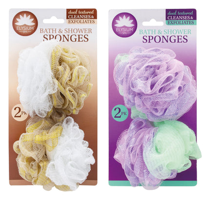 Pack of 2 Bath & Shower Net Sponge 50g by Elysium Spa