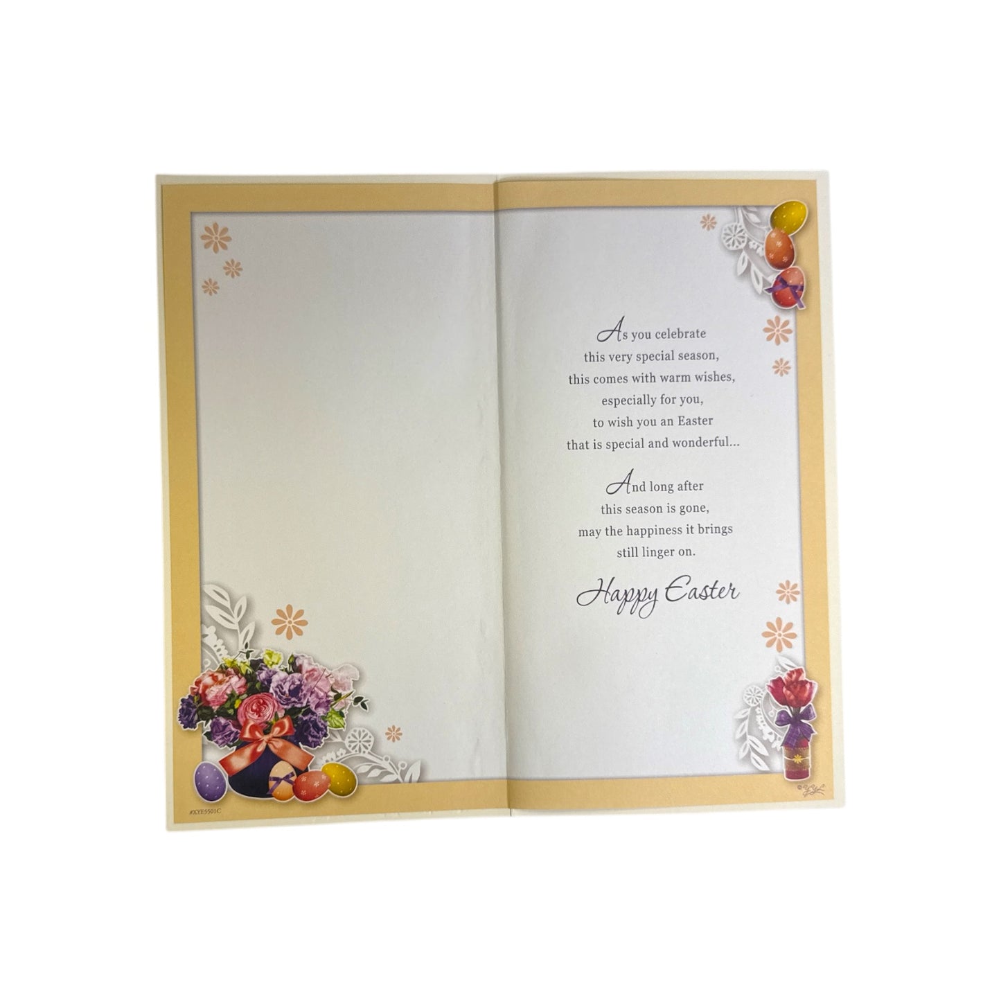 From All Of Us Spring Flower Basket with Eggs Design Easter Card