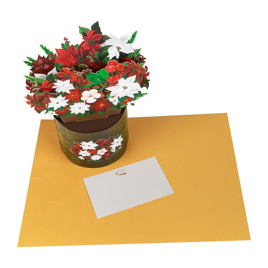 Poinsettia Bouquet Holiday 3D Pop Up Christmas Card