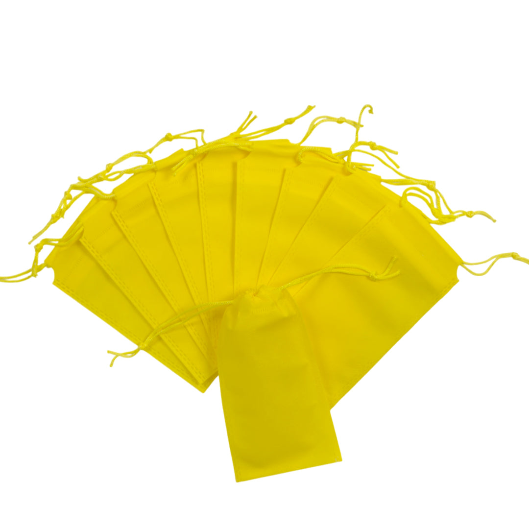 Pack of 100 Yellow Coloured 48x39cm Non-Woven Drawstring Bags