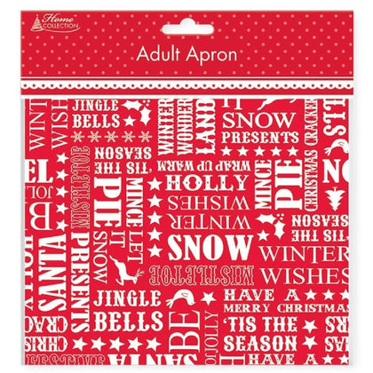 Adult's Festive Script Red Christmas Apron