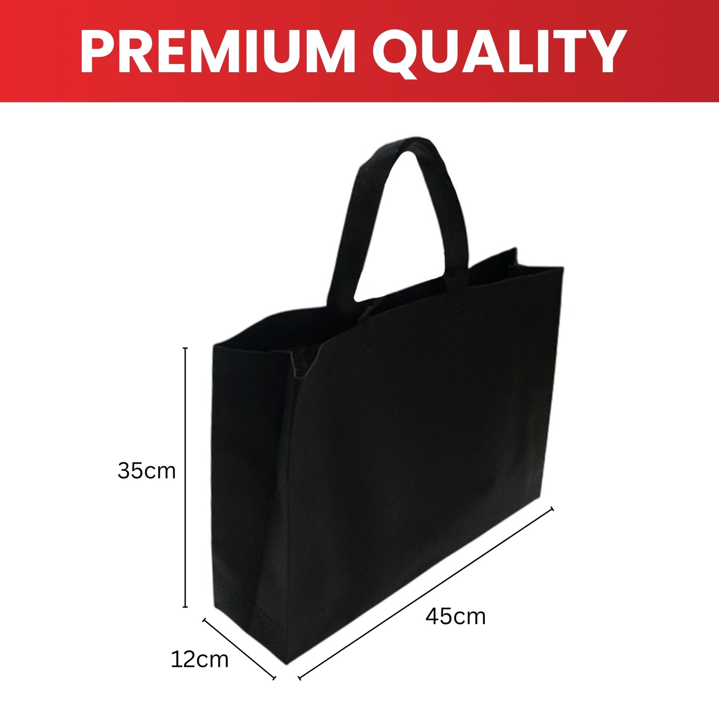 Pack of 25 Grey Coloured 45x35x12cm Non-Woven Bags with Handle