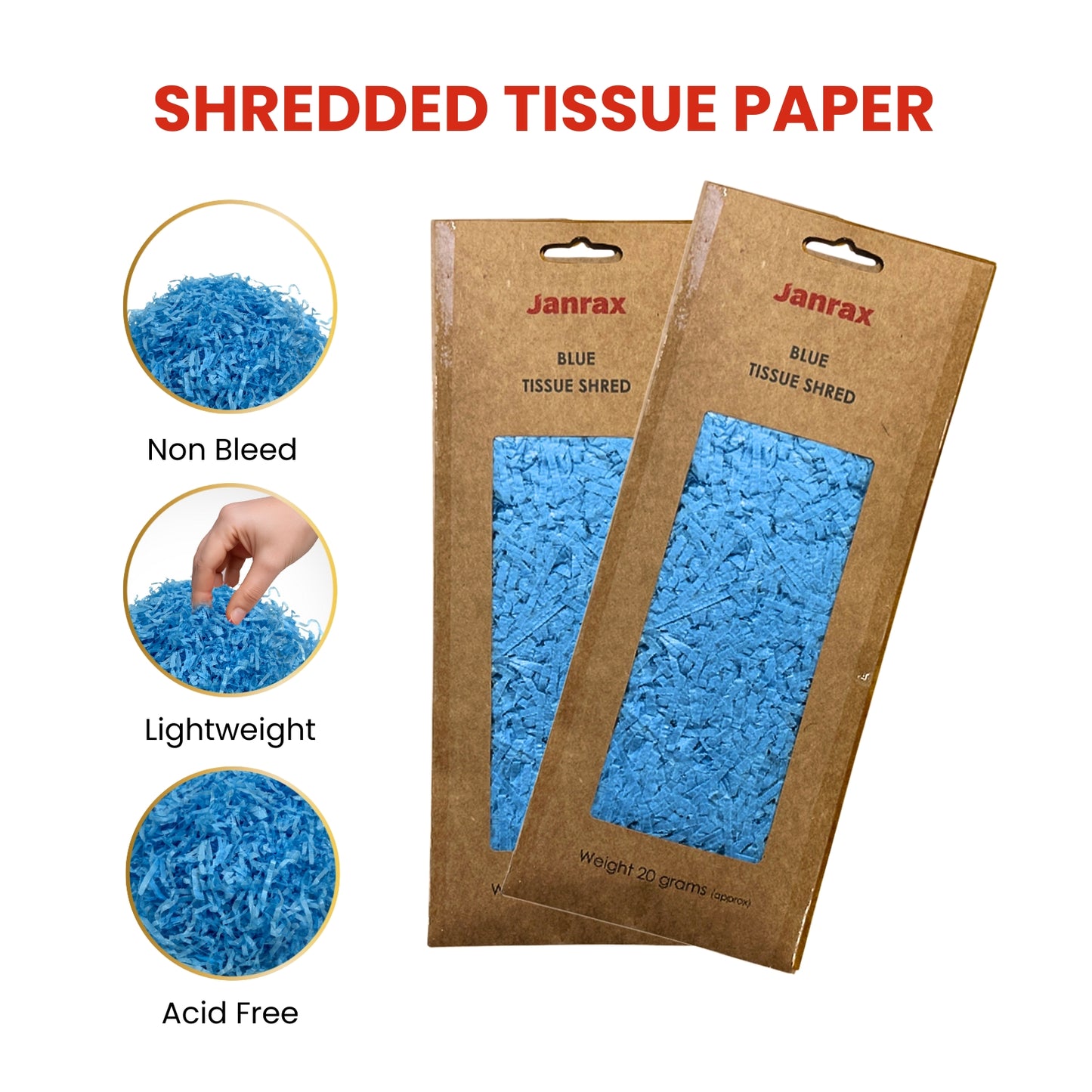 12 Packs of Blue Tissue Shred 20g - Total 240g