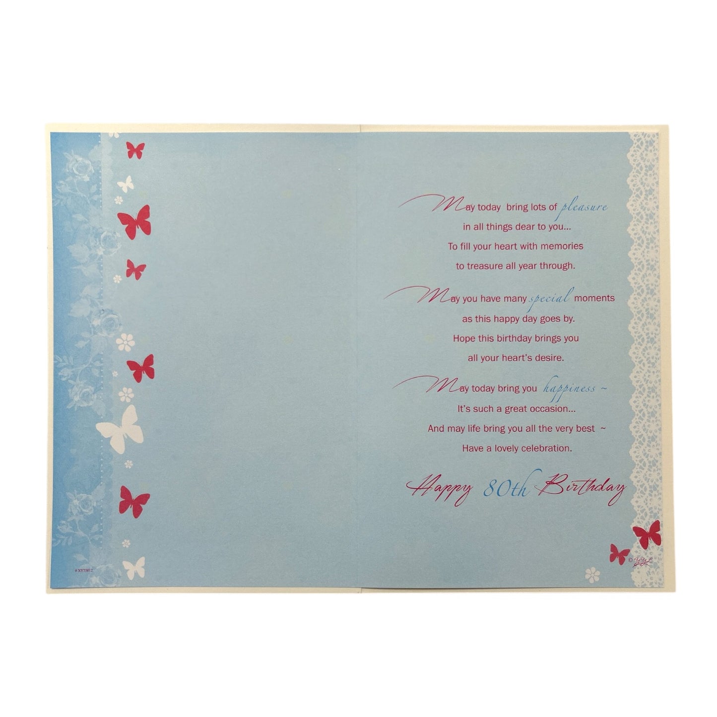 Age 80 Floral Design Soft Blue Birthday Card 