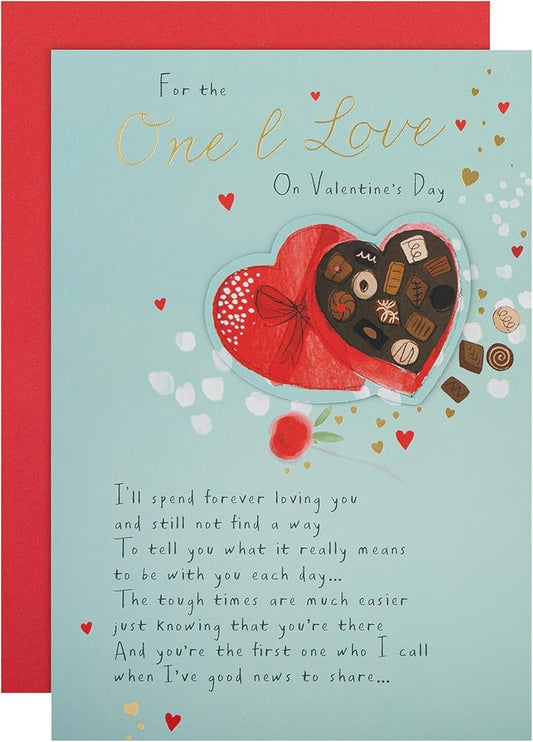 Heart Shaped Box of Chocolates Design One I Love Valentine's Day Card