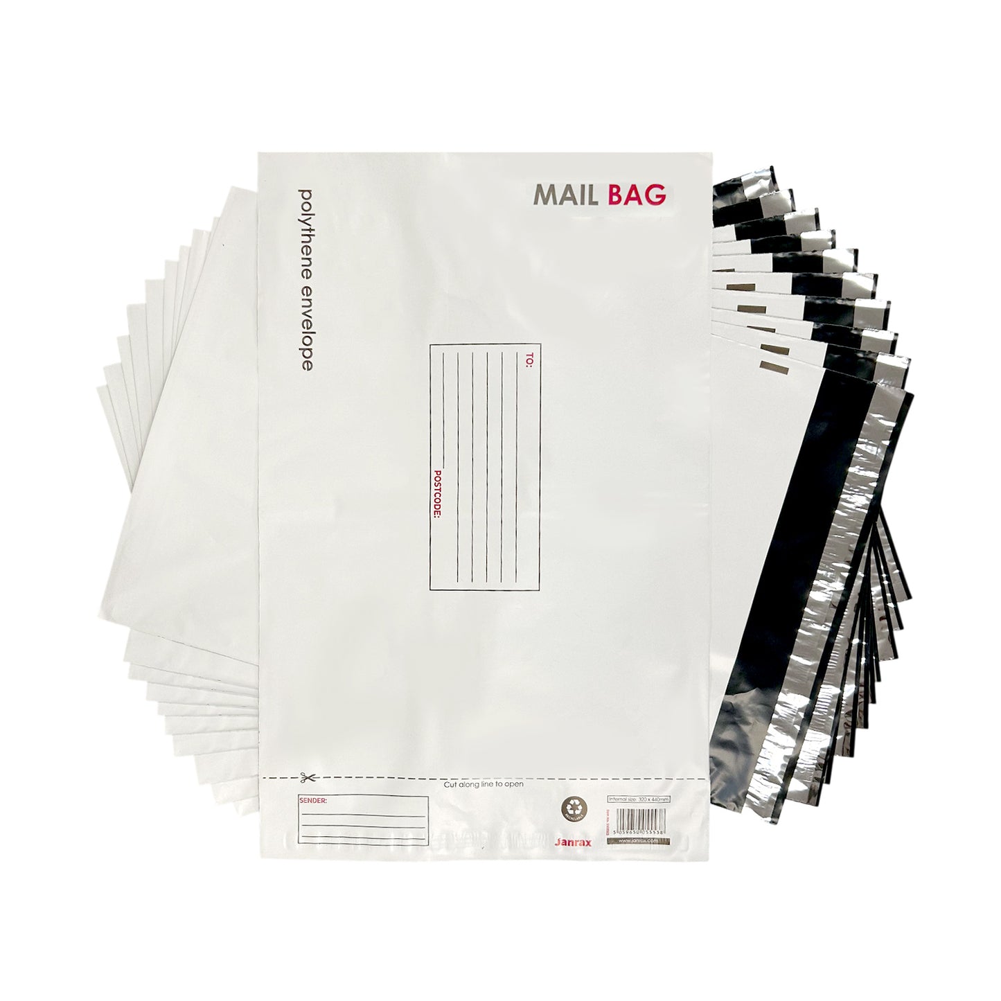 Pack of 50 Large Polythene Mailing Bags 32x44cm – Secure Peel & Seal Envelopes