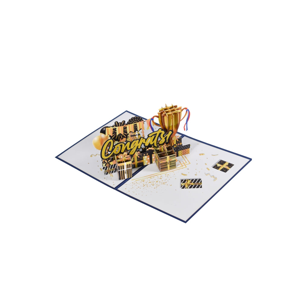 Victory Cheers Trophy 3D Pop-Up Celebration Congratulations Card