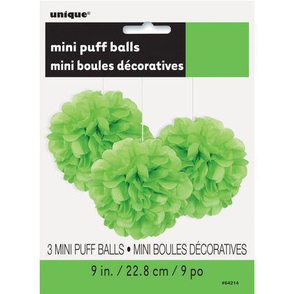 Pack of 3 Lime Green Mini Puff Tissue Decorations