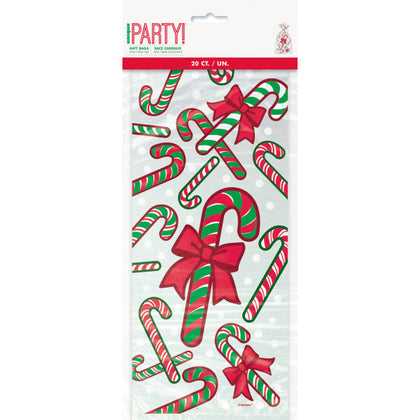Pack of 20 christmas Candy Cane Cellophane Bags