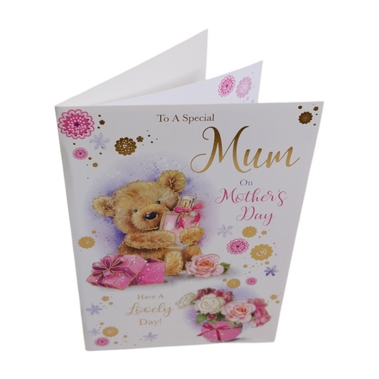 To A Special Mum Cute Teddy With Perfume Bottle Design Mother's Day Card
