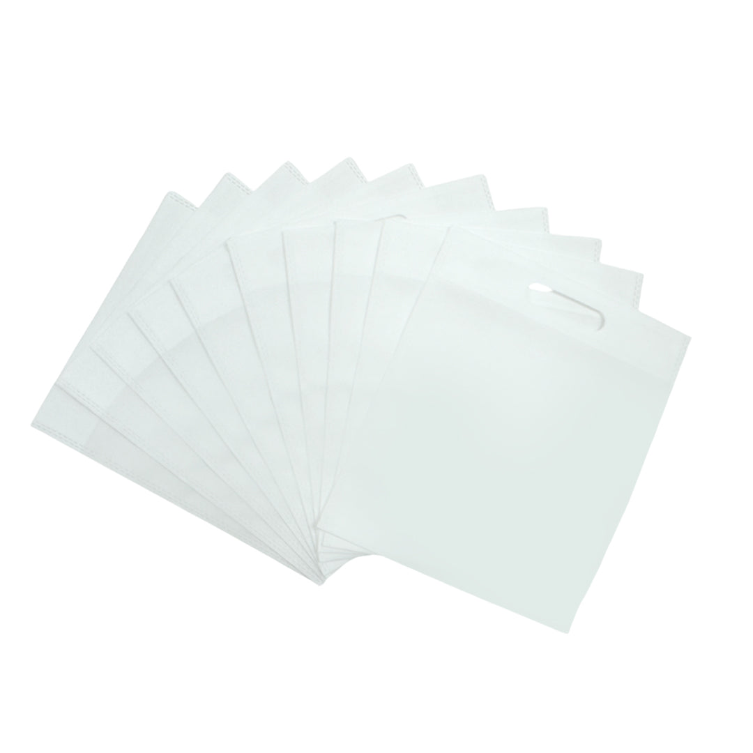 Pack of 25 White Coloured 30x25cm Non-Woven Patch Handle Bags