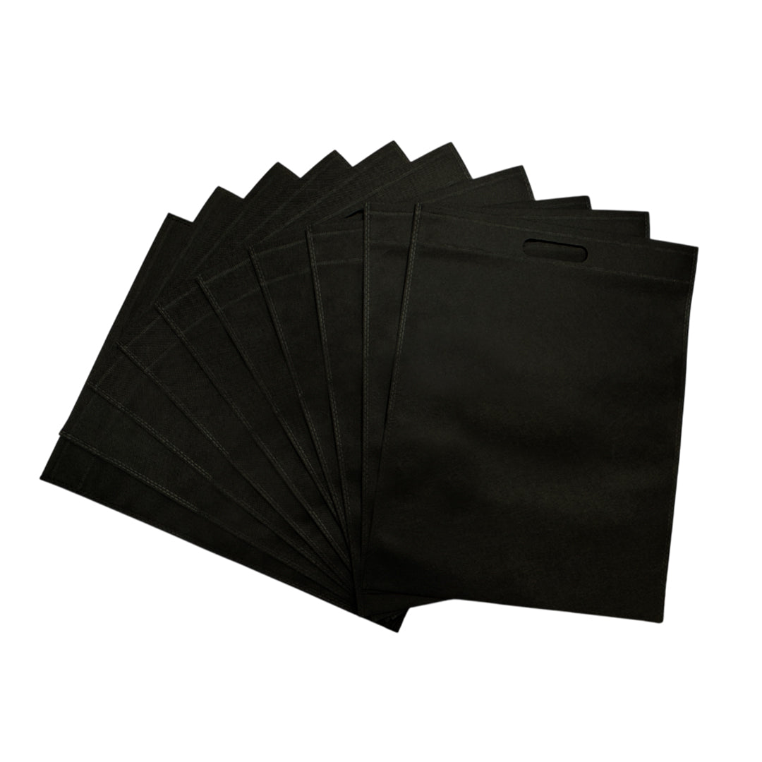 Pack of 25 Black Coloured 45x35cm Non-Woven Patch Handle Bags