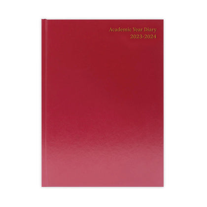 2023-2024 A4 Day Per Page Burgundy Academic Diary