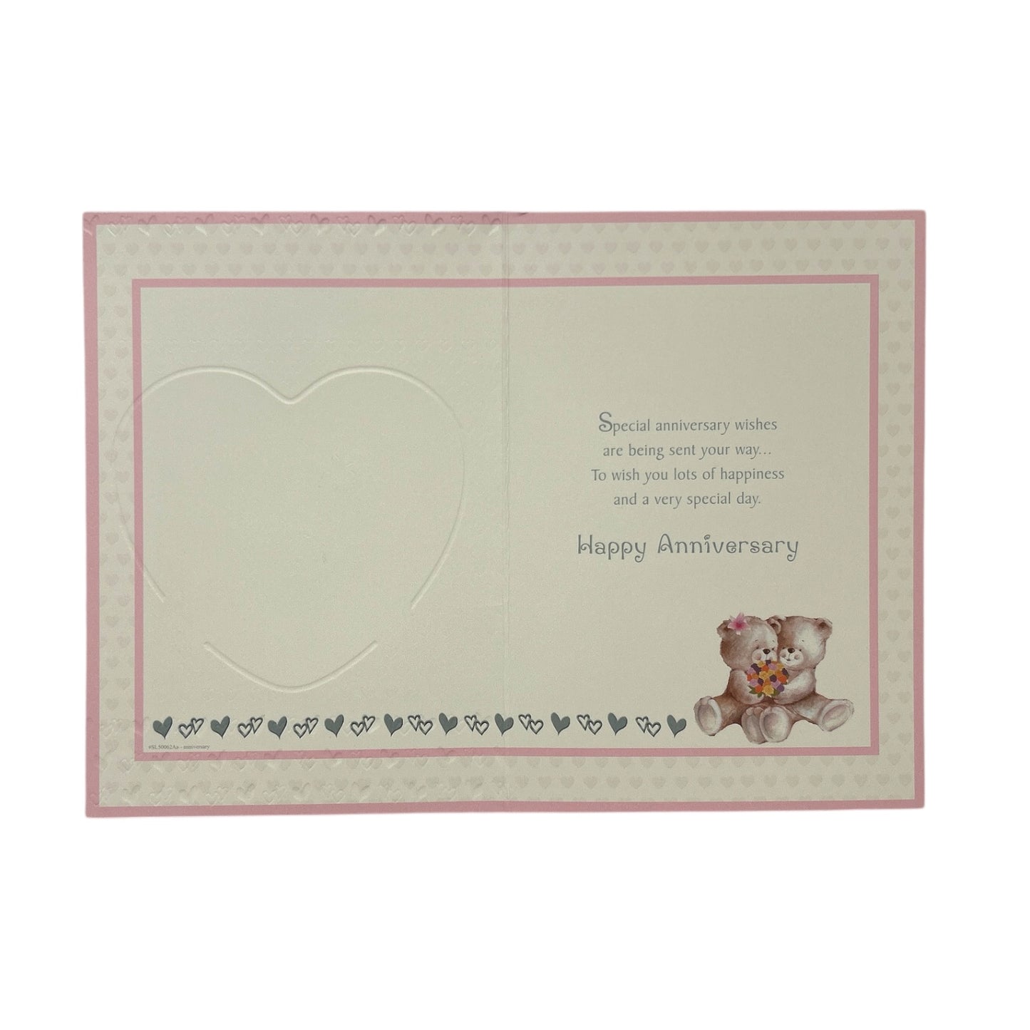 Nan & Grandad Cute Teddies In Pink Heart Anniversary Card