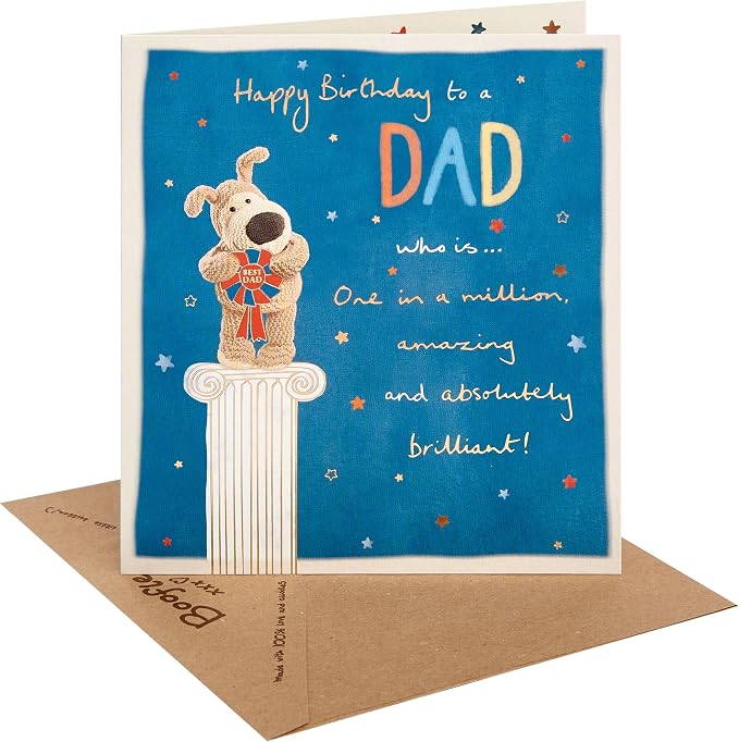 Boofle Holding Rosette Dad Birthday Card