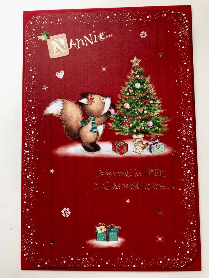 NANNIE Cute Bear With Christmas Tree Loveable Greeting Card 