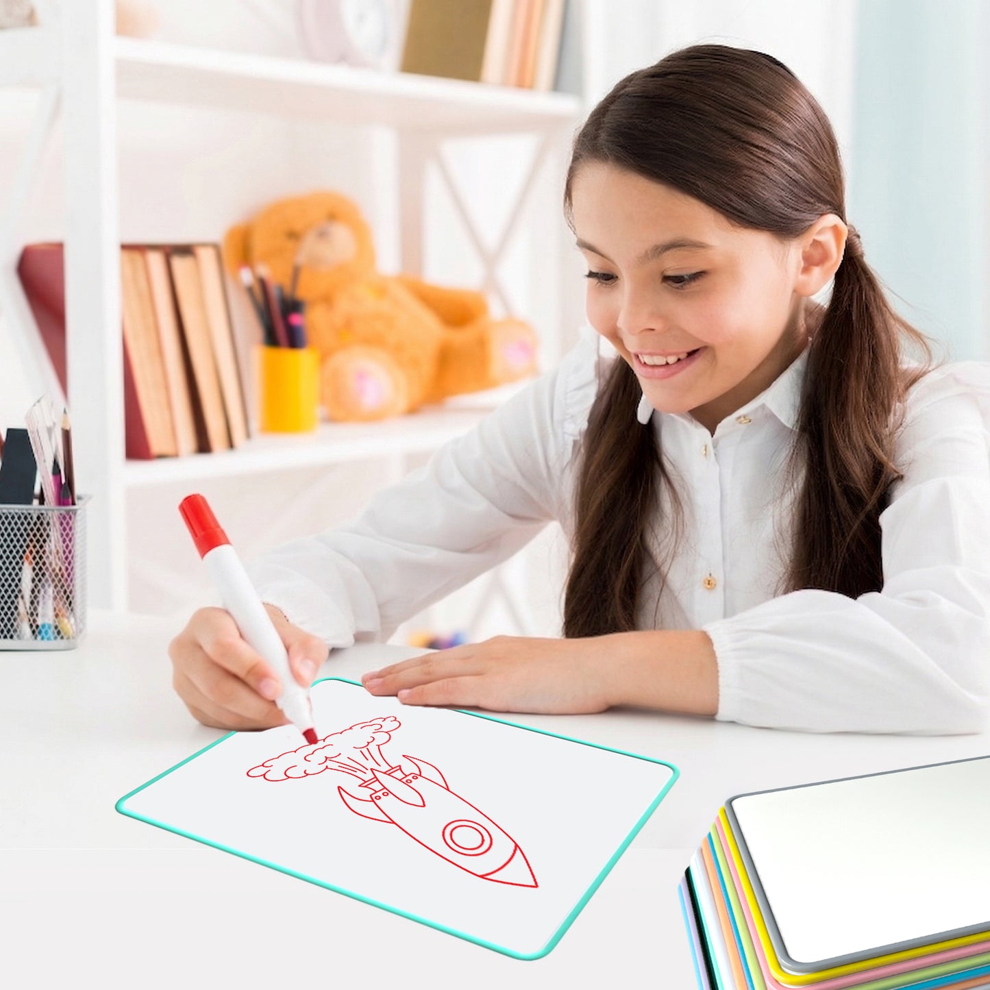 A4 Double Sided Magnetic Erasable MDF Plain Whiteboard With White Border