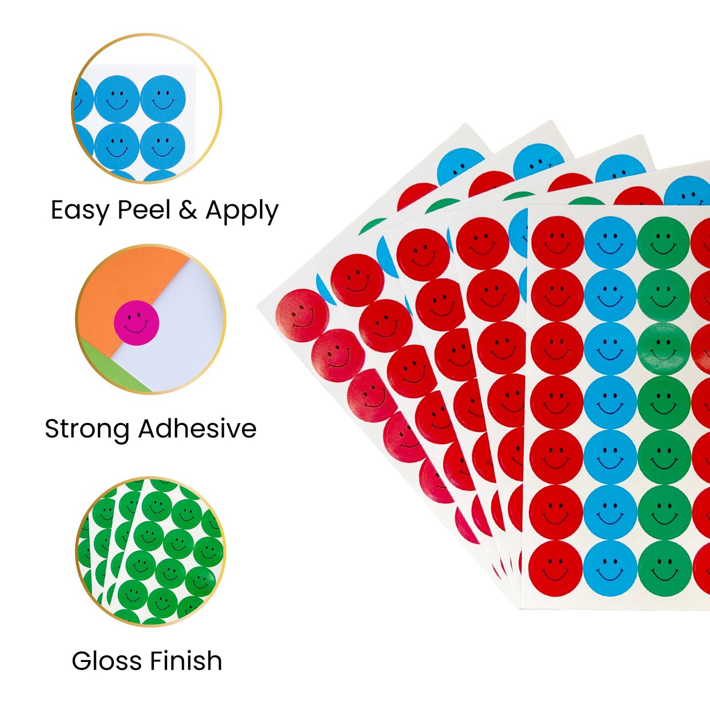 Pack of 5040 Pink Smile Faces 24mm Self-Adhesive Labels