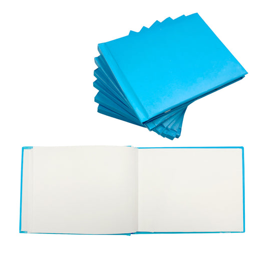 Pack of 12 Plain Cover 100 Pages Blue Autograph Books – School Leavers Signature, End of Term Memory Book