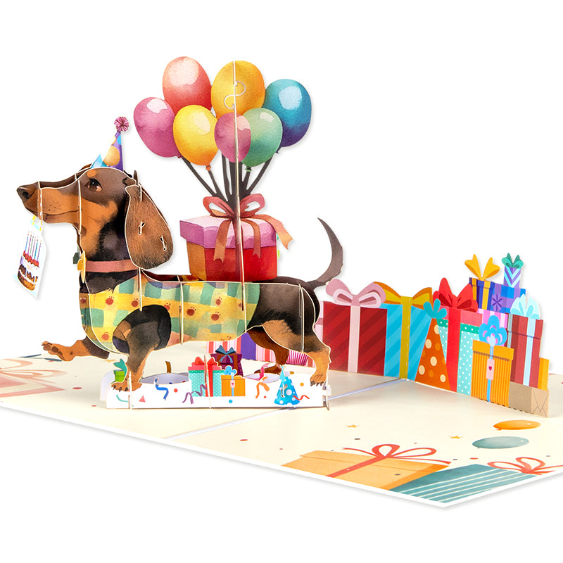 Dachshund Delight 3D Birthday Pop Up Card