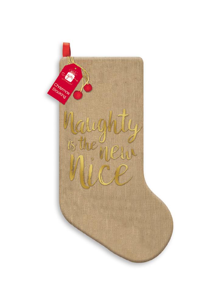 Pack of 10 Poly Hessian With Foil Design Christmas Stockings
