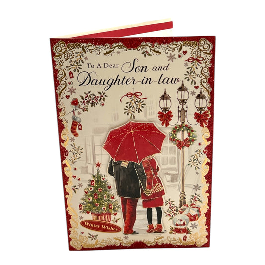 Romantic Couple Design To Son and Daughter In Law Christmas Card