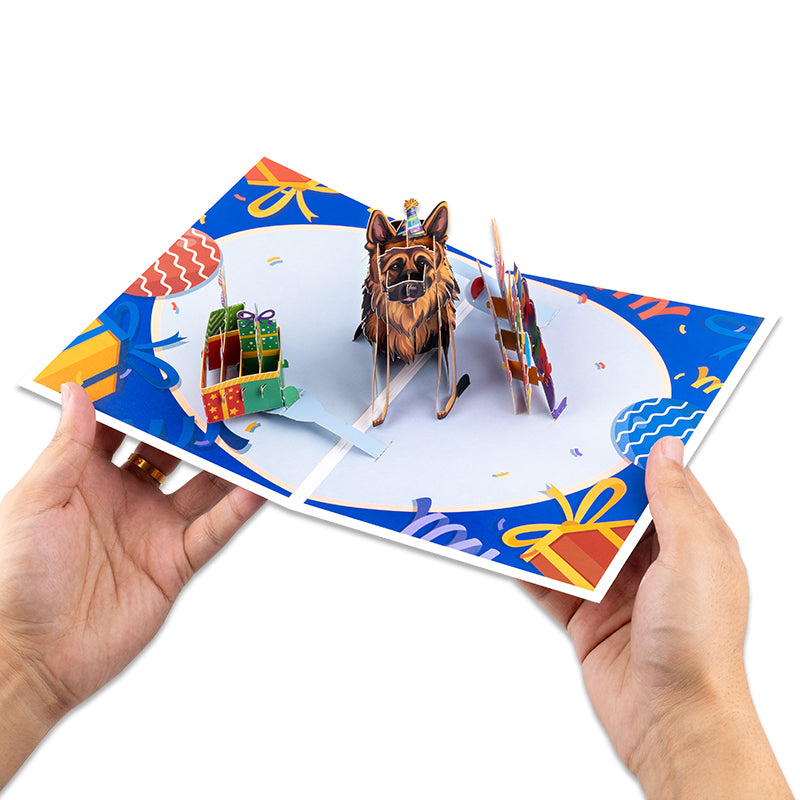 Paws & Presents 3D German Shepherd Pop Up Birthday Card