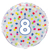 Rainbow Confetti Birthday Number 8 Round Foil Balloon 18"