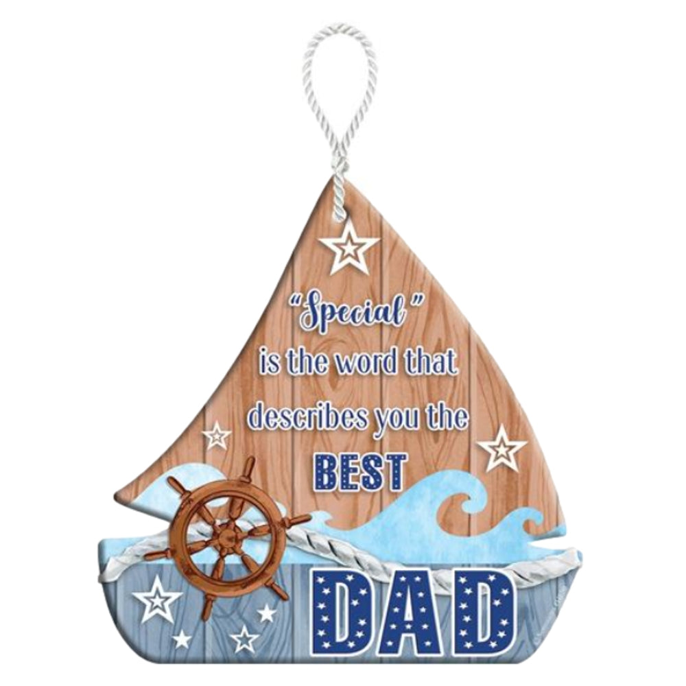 DAD HeartFelts Boat Shaped Hanging Plaque