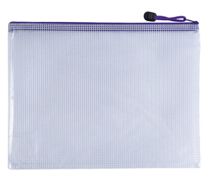 Pack of 12 A3 Purple PVC Mesh Zip Bags