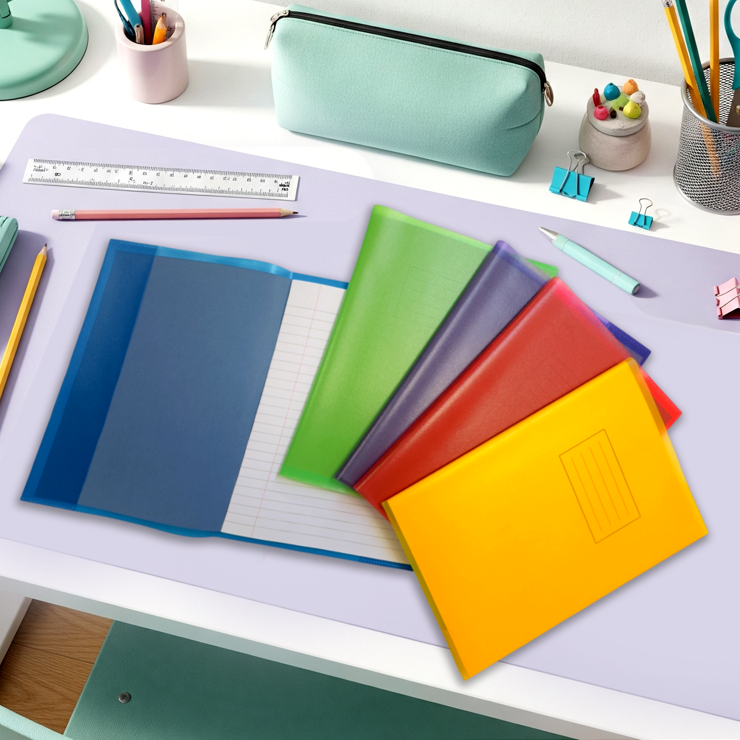 Pack of 10 9x7" Frosted Yellow Exercise Book Covers