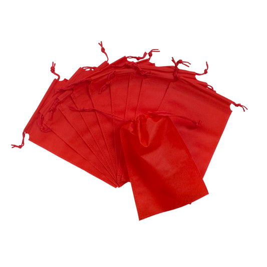 Pack of 100 Red Coloured 20x15cm Non-Woven Drawstring Bags
