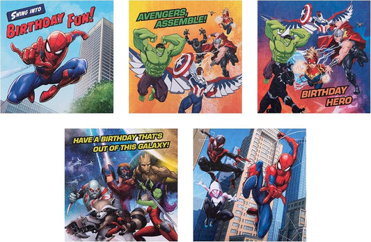Marvel Comics Pack of 10 in 5 Designs Birthday Cards