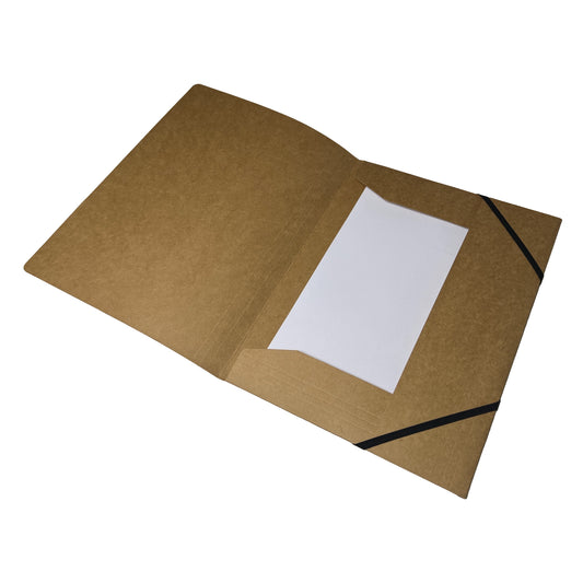 Pack of 12 A4 Kraft Card 3 Flap Folders With Elastic Closure