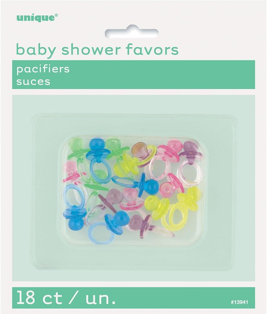 Pack of 18 Assorted Color Pacifiers For Baby Shower Favors– Choice ...