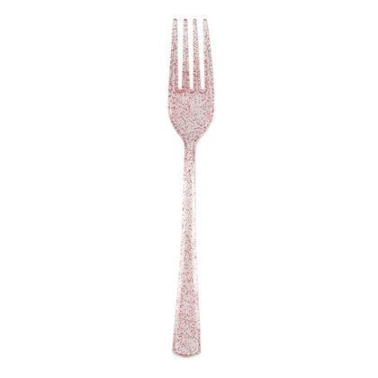 Pack of 18 Assorted Pink with Multicolor Glitter Plastic Forks