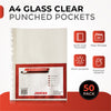 Pack of 50 A4 Glass Clear Punched Pockets by Janrax