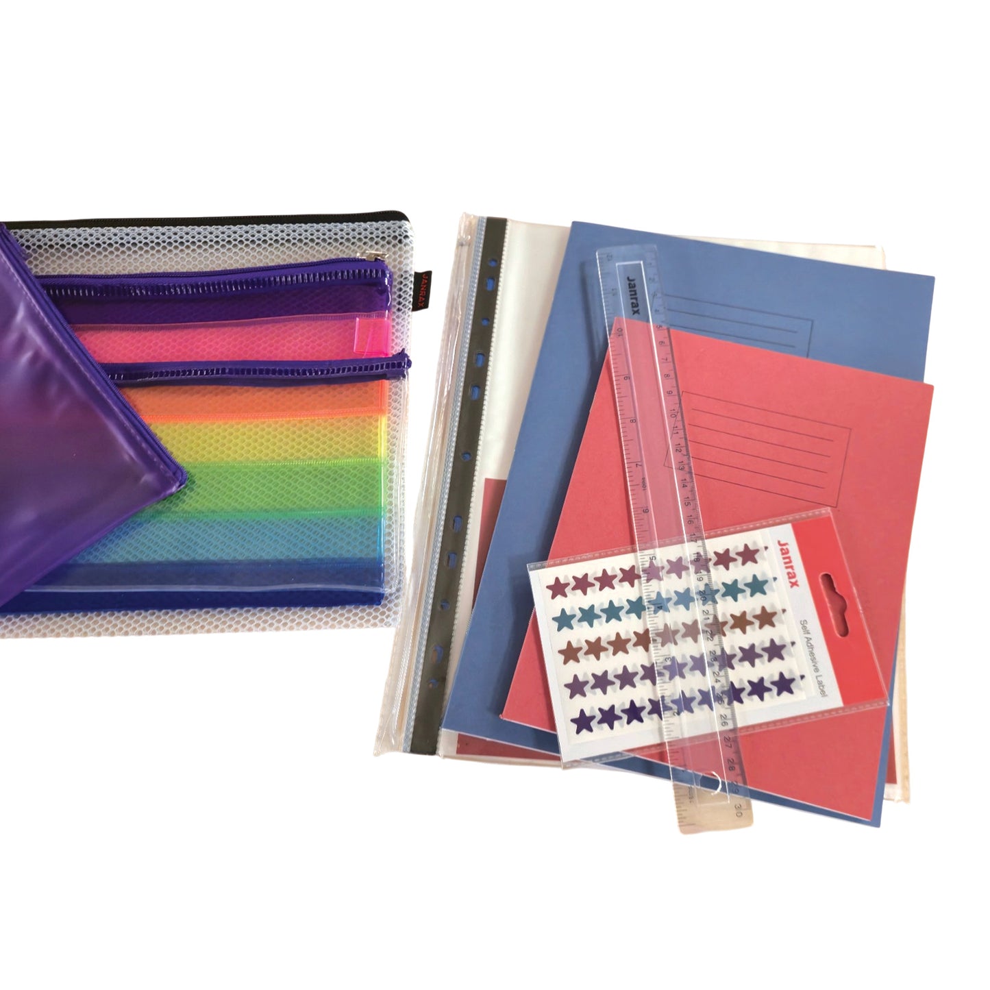 Janrax 46 Piece Complete School Stationery Set, Student Supplies Kit with Pencil Cases, Exercise Books & Study Essentials