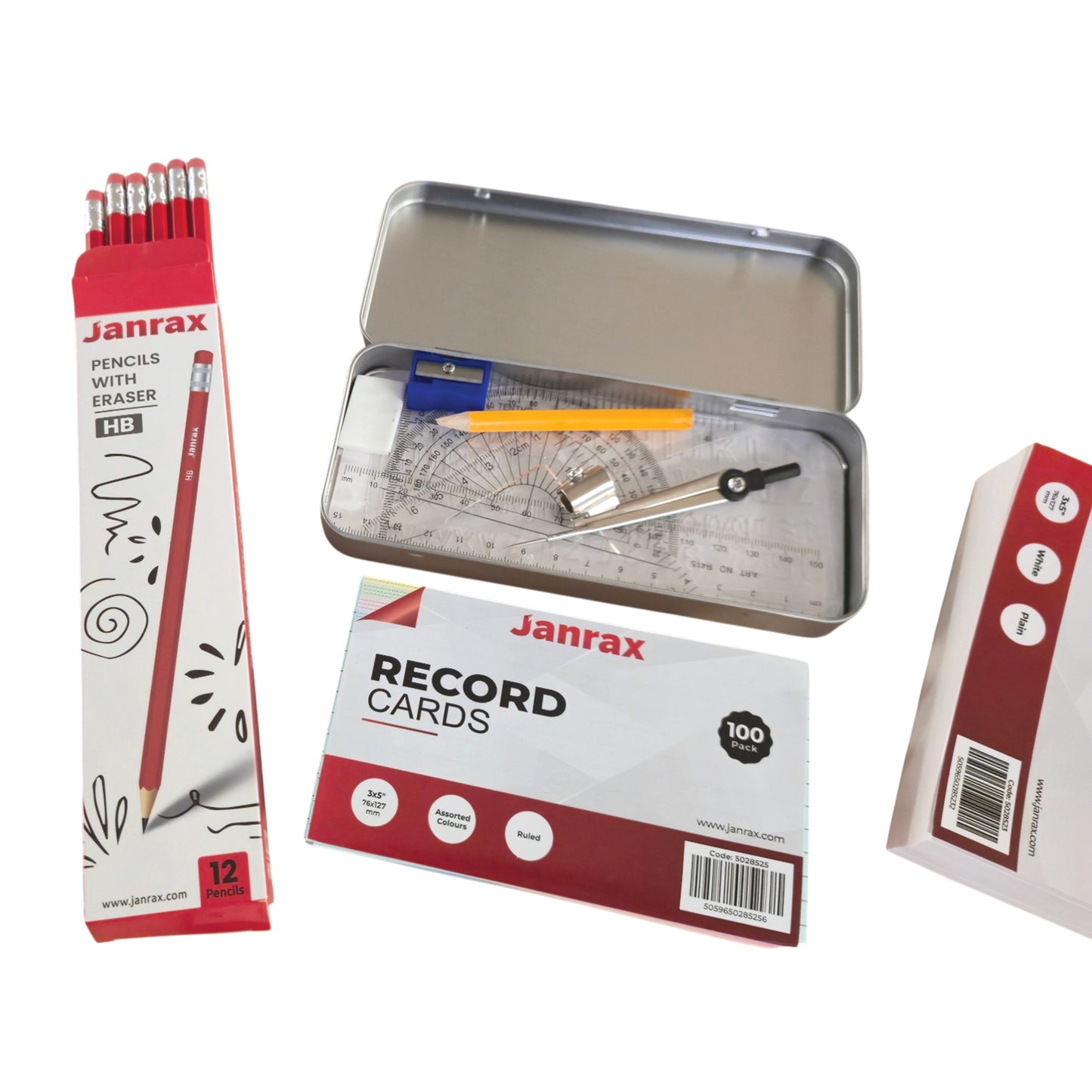 Janrax 46 Piece Complete School Stationery Set, Student Supplies Kit with Pencil Cases, Exercise Books & Study Essentials