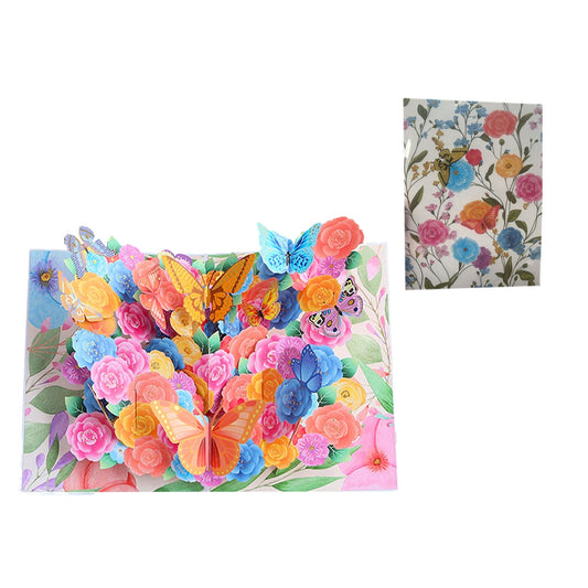 Fluttering Butterflies Floral 3D Pop Up Greeting Card