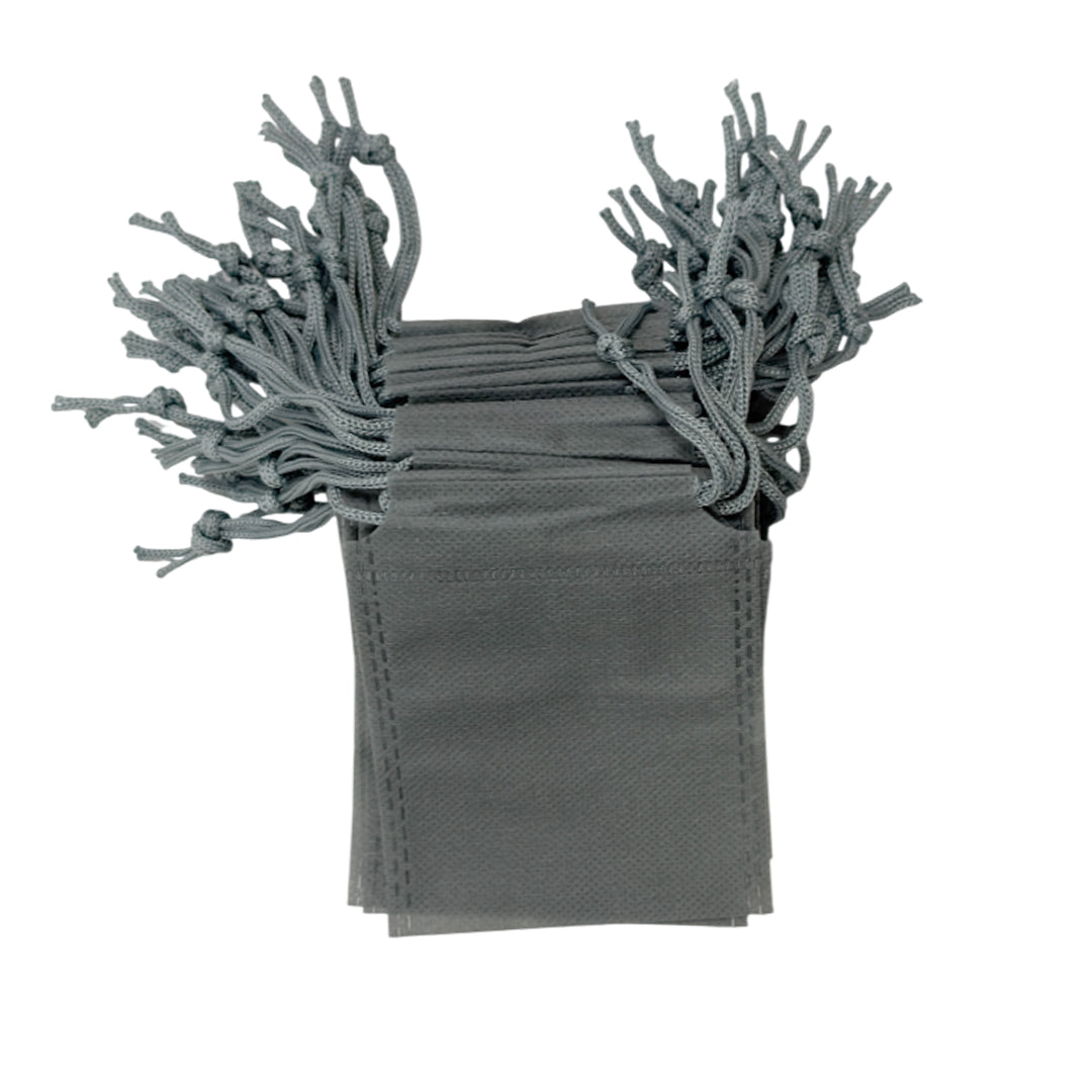 Pack of 25 Grey Coloured 12x9cm Non-Woven Drawstring Bags