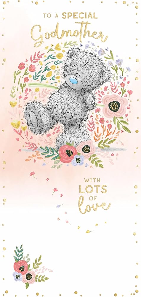 Bear Walking Through Flowers Special Godmother Mother's Day Card