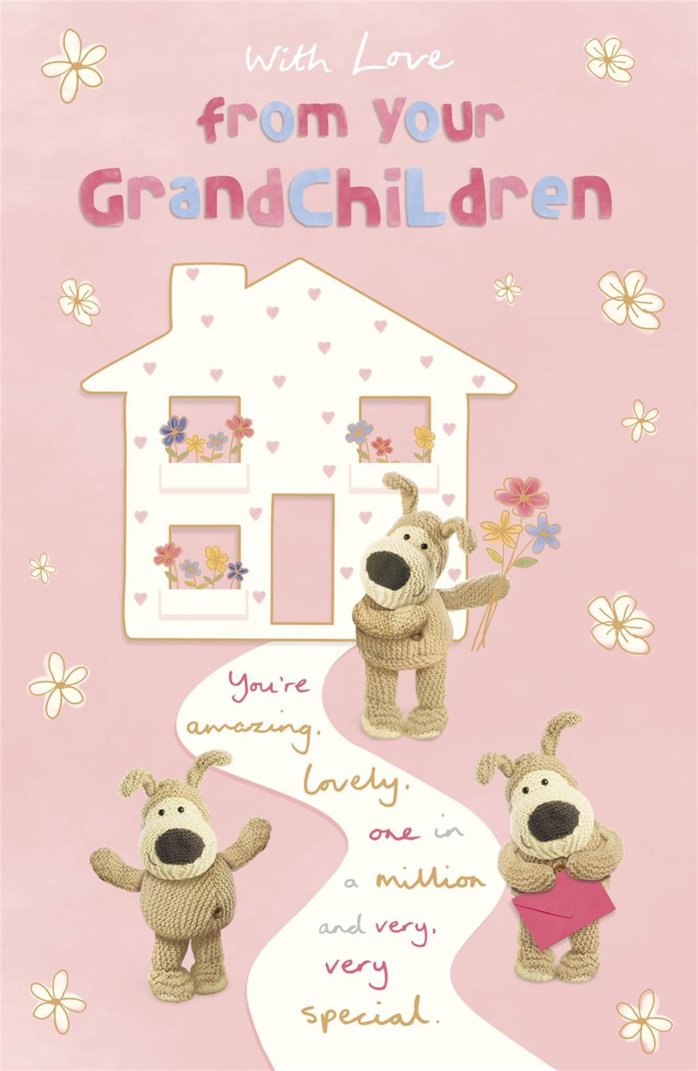 Three Boofles in Front of a House Design From Grandchildren Mother's Day Card