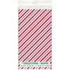 Red Stripes Snowman Rectangular Plastic Table Cover, 54"x84"