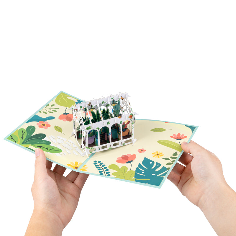 Blooming Haven Botanical 3D Greenhouse 3D Pop Up Greeting Card